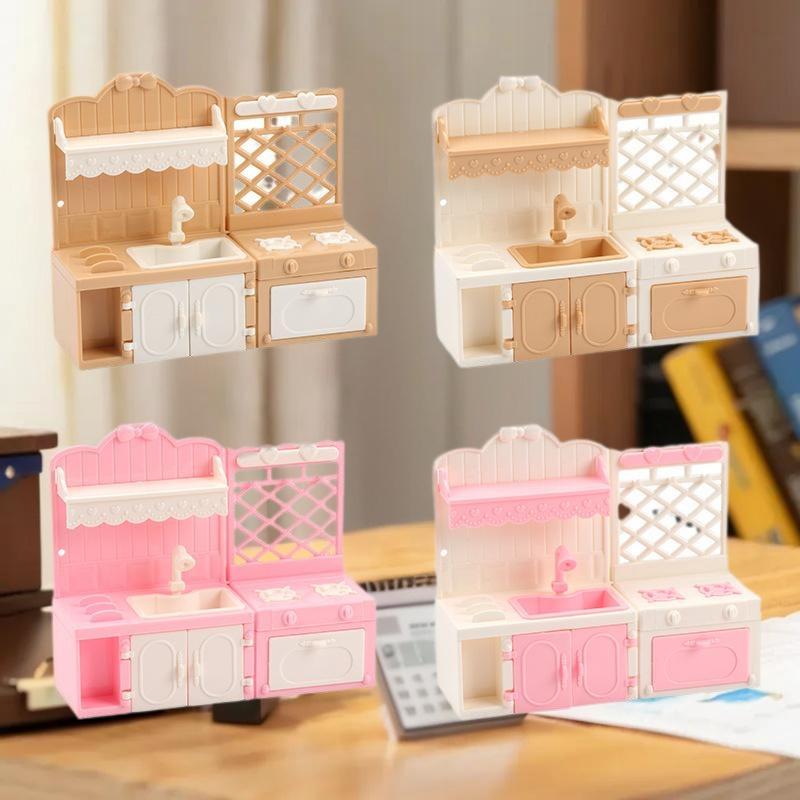 [J] 1/12 Dollhouse Simulation Kitchen Display Cabinets Model Dollhouse Miniature Kitchen Furniture Decoration Pretend Play Toys