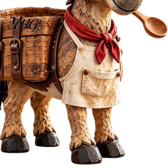 Vintage Retro Keepsake Little Chef Donkey Figurine, Rustic Kitchen Animal Statue, Farmhouse Resin Sculpture Meaningful Housewarming Gift with