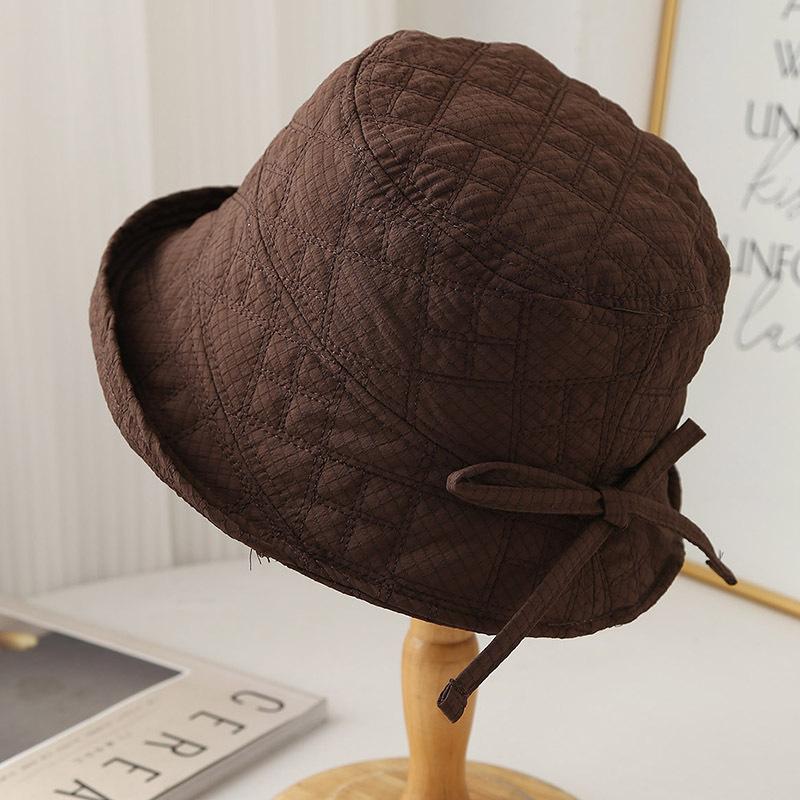 Padded bucket hat women autumn and winter travel sunscreen visor hat bow fashion versatile basin hat