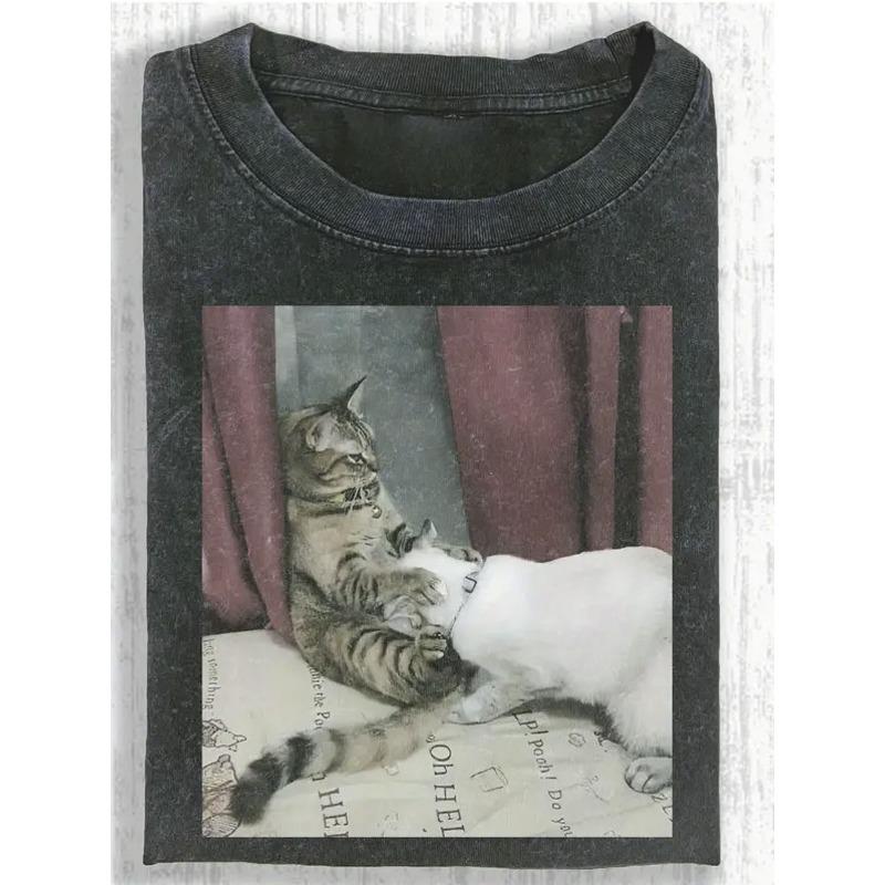 

European sizes , Endlessly Adorable Kitten Print, Premium Batik Cotton Vintage Fashion Brand, Daily Wear Hot Item, Holiday Gift L чёрный