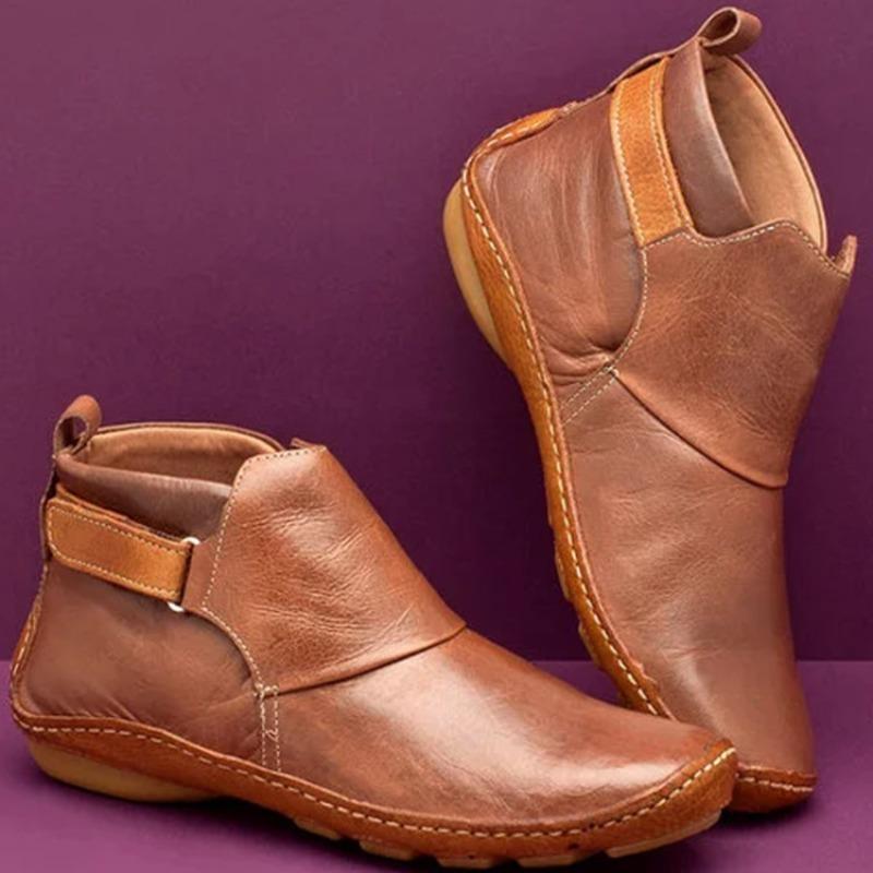 20 autumn and winter women's shoes fashion Velcro flat short boots women's large size Martin boots