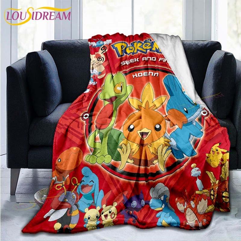 Manta decorativa con estampado de Pokémon, funda de edredón para sofá, ropa de cama de viaje, manta decorativa, manta de franela, colcha, mantas del Grinch