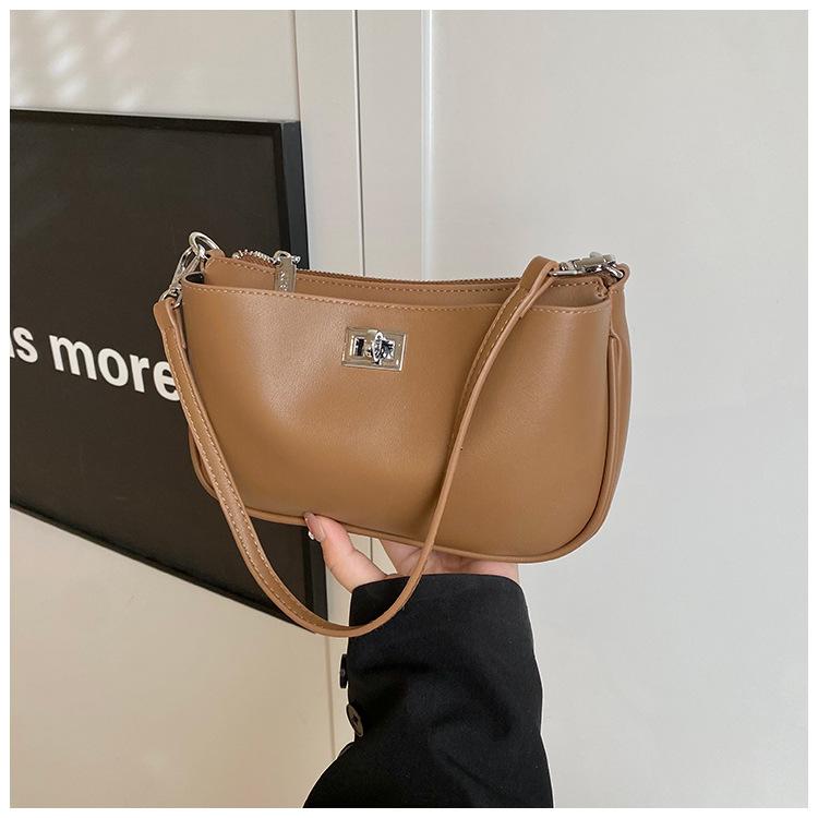 

Сумка под мышкой премиум-текстуры женская 2025 новая универсальная модная с замком маленькая квадратная сумка сумка на плечо коричневый