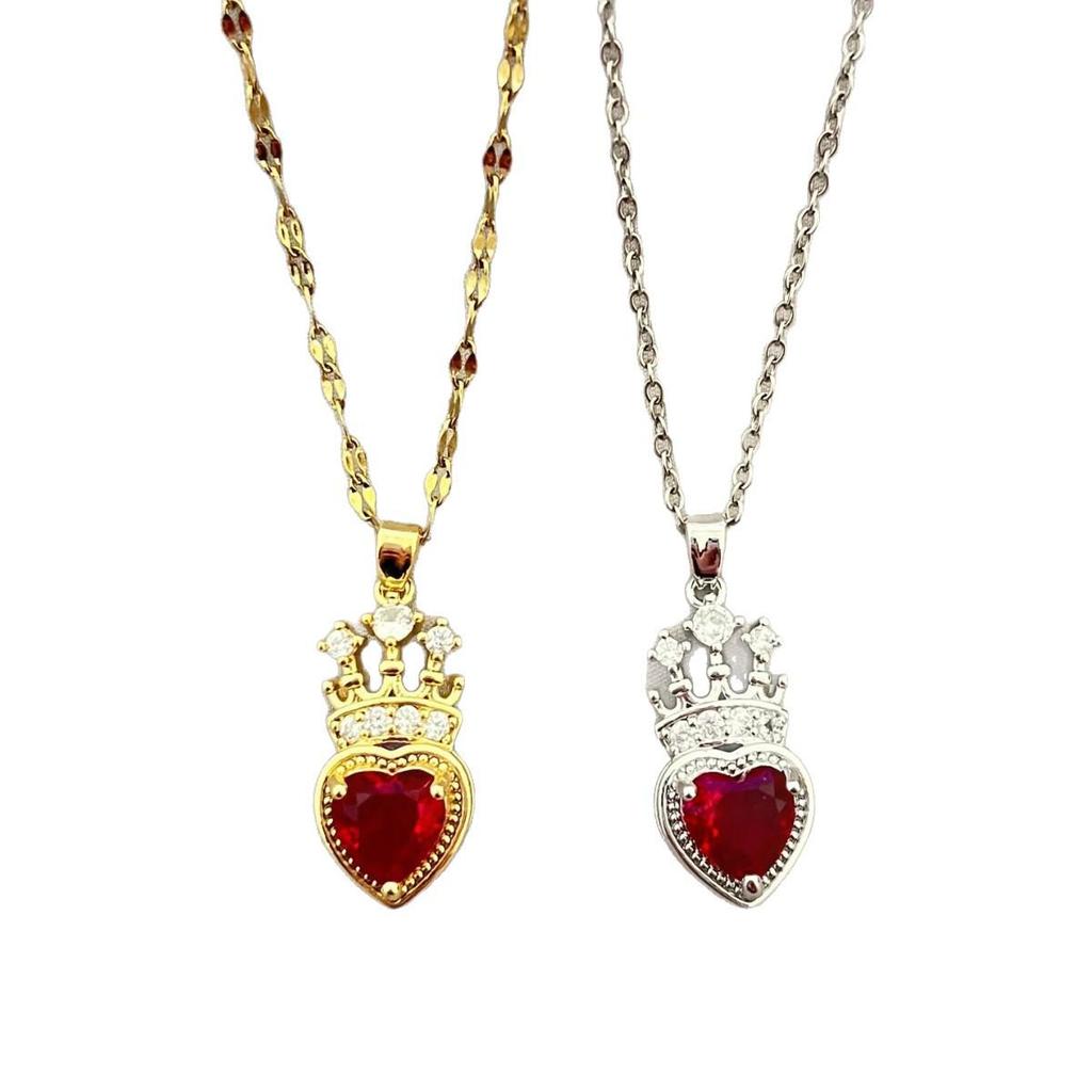 Elegante Rote Zirkon Herz Halskette für Damen - Perfektes Valentinstags- oder Geburtstagsgeschenk
