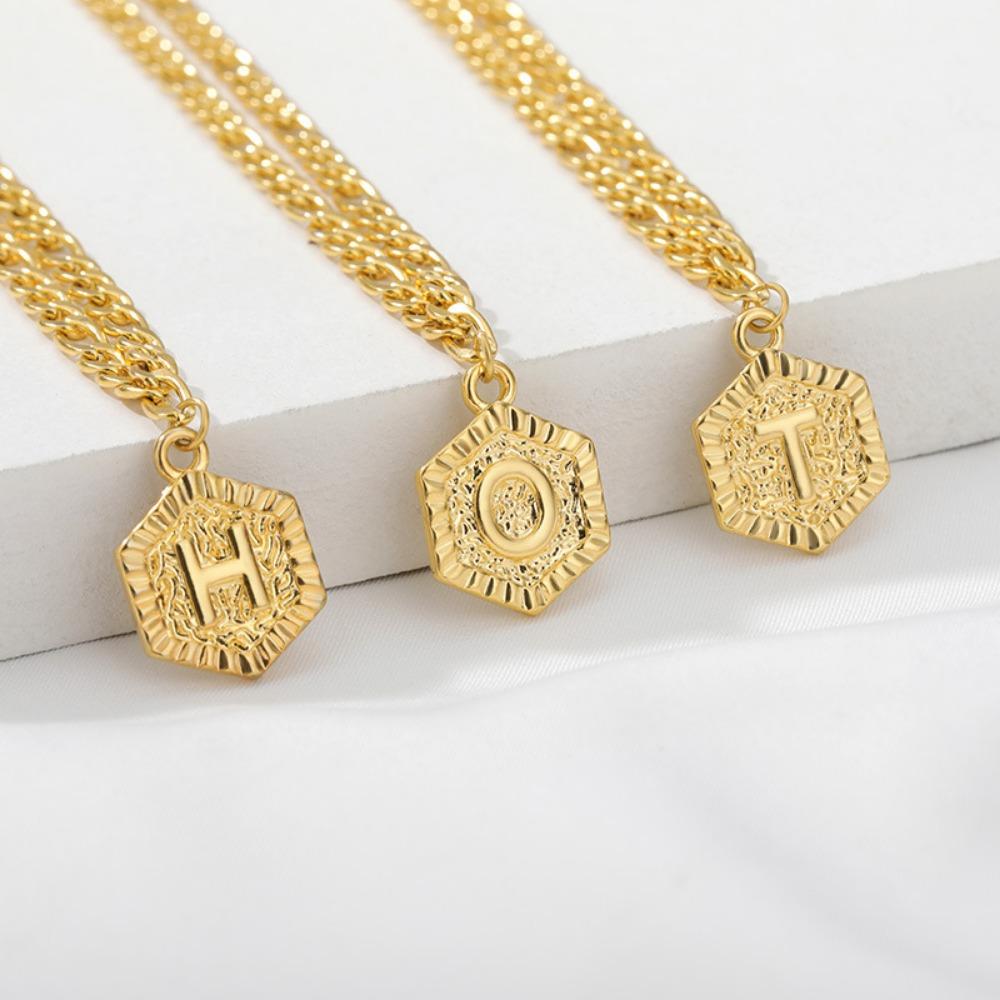 A-Z 26 Lettere Cavigliera Bracciale Colore Oro Acciaio Inossidabile Maglia Figaro/Gourmette 10 pollici