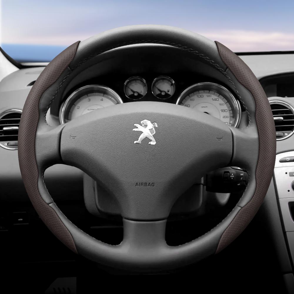 DHLWY1 Geeignet für Peugeot Atmungsaktive Löcher Lederlenkradabdeckung Segmentiertes Schnellverschluss-Design Rutschfest Langlebig 206 208 3008 308 207 307