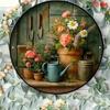 Vintage Floral Garden Metal Poster Peonies Daisies Wall Decor Home