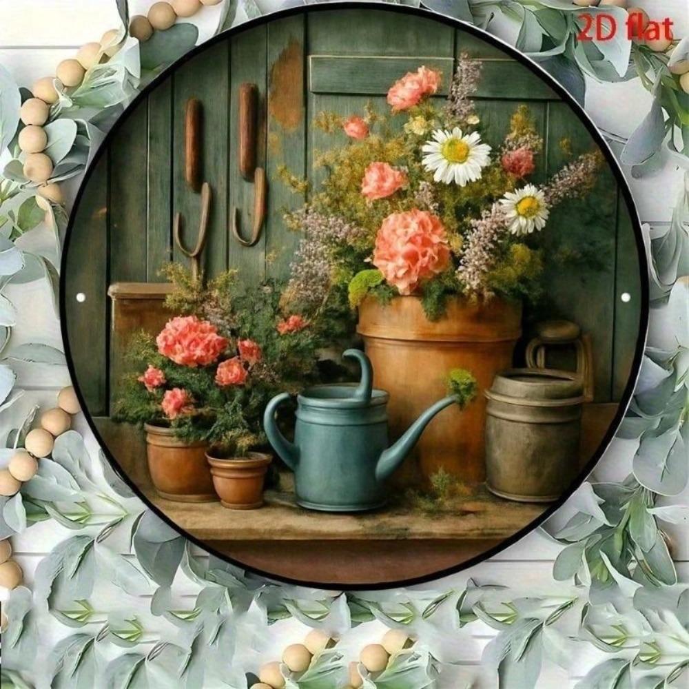Vintage Floral Garden Metal Poster Peonies Daisies Wall Decor Home