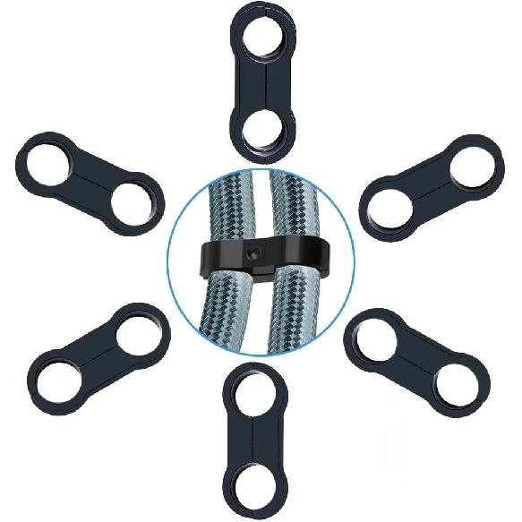 6AN Black Hose Aluminum Clamp-AN6 Hose Separator Fuel line Mounting Clamps Aluminum Hose Fitting Adapter Great for 3/8 Fuel Hose, Oil Line, Brake