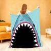 Cartoon Shark Big Mouth Seaside Funny Hug Me Blanket For Soft Throw Blanket for Picnic Bed Sofa Home Bedroom Warm Comfortable