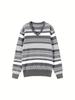 Men's Striped Color Block Knitted Pullover Sweater - 2025 Autumn/Winter Collection