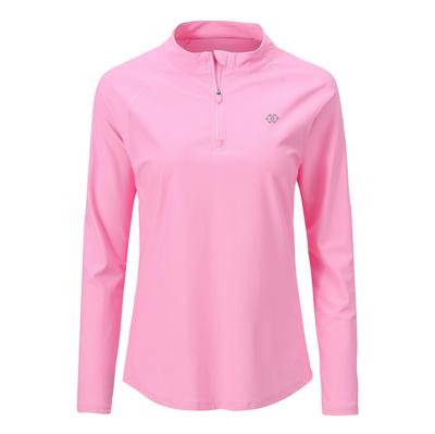 YIRUIYA Langarm-Yoga mit Daumen UV Fitness Laufen Damen Half-Zip T-Shirt, Ärmel, Top, Sportbekleidung, Pilates, Löcher, Stretch, Feuchtigkeitstransportierend,