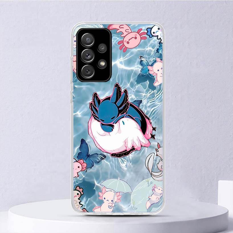 Cute Axolotl Kawaii Soft Case For Samsung Galaxy A52 A42 A32 A22 A12 A02S Phone Cover A50 A51 A70 A71 A41 A31 A21S A40 A30 A20E