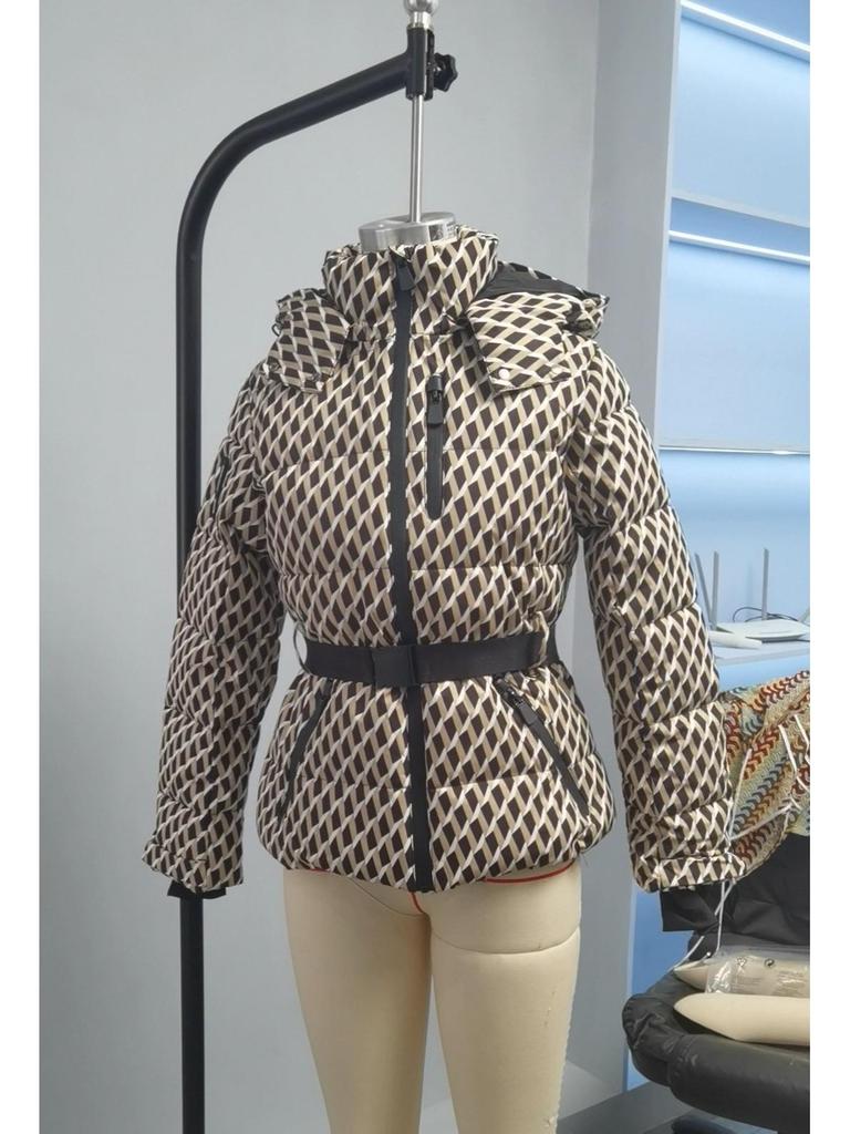 Ski Series Fashionable Waist-Cinching Down Cotton Padded Jacket