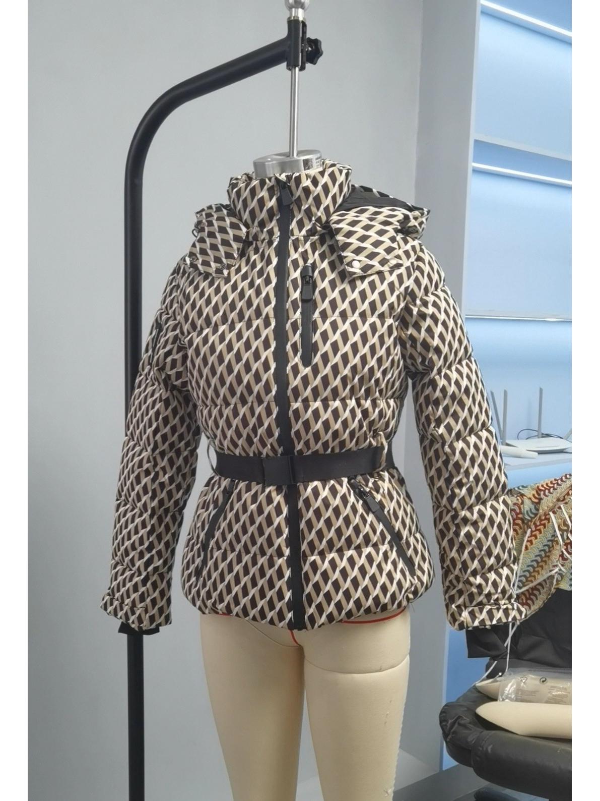 Ski Series Fashionable Waist-Cinching Down Cotton