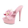 Fashion Women's Crystal High Heels 15cm Stiletto Waterproof Platform Shoes with Flower Design for Catwalk Nightclub