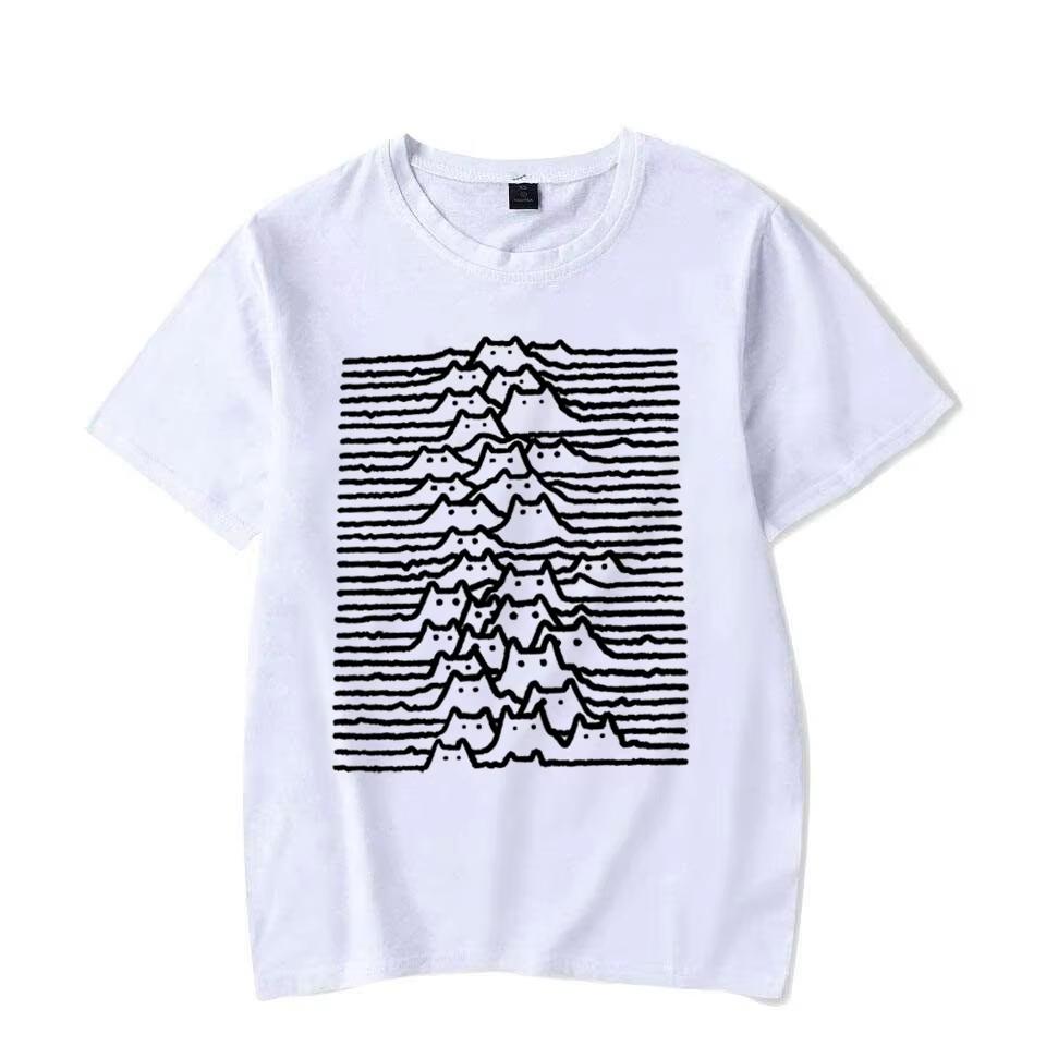 Cat Mountain Cartoon Fashion Men Women T-shirt Summer Travel Mountain and River Cat Thread Simple Short Sleeve Couple s T-shirt S