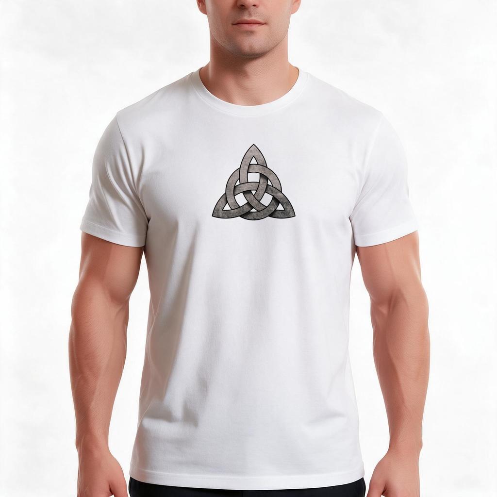 Triquetra With Circle Stone On White Tshirt Summer Casual Cotton Tee Oversized Streetwear Tops Vintage Graphic Print
