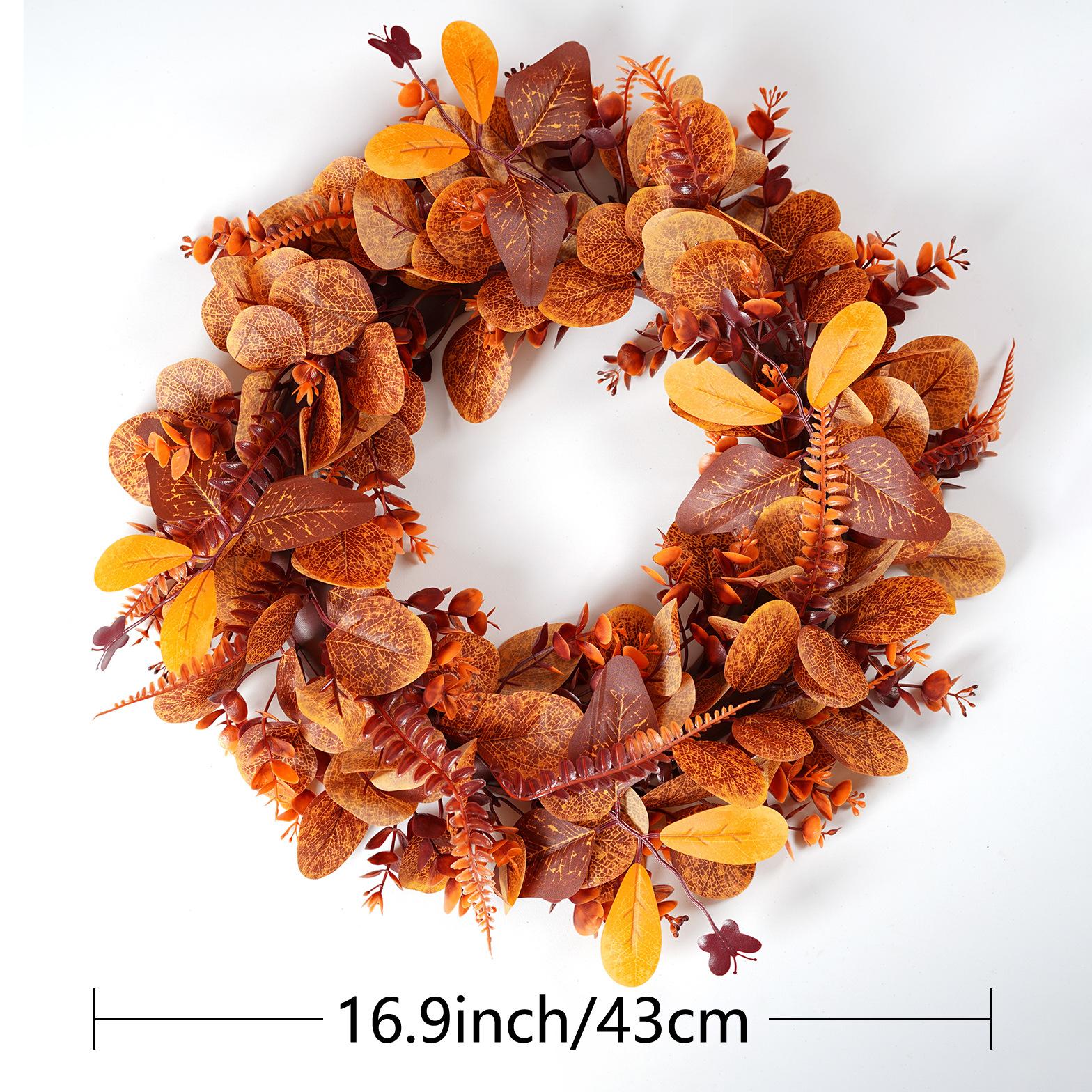 

Искусственный осенний кленовый лист, венок из листьев эвкалипта, растение, свадебный настенный подвес, декоративный венок