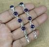 Solid 925 Sterling Silver Round Amethyst Gemstone Bracelet Gift For Her Women Bracelet