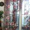 Embroidered Peony Window Room Divider Curtain Line Hanging On Rod Door Valance