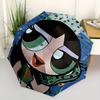 The Powerpuff Girls Season Automatic Folding Umbrella with Sturdy Iron Frame, Portable Compact Travel Umbrella All-Season Use Parties012