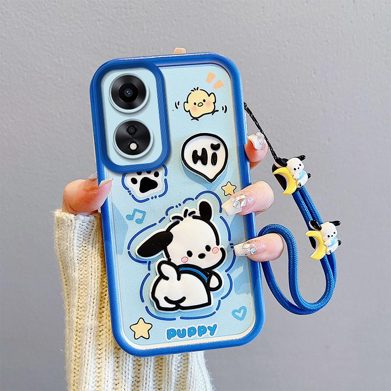 

Противоударный чехол KEYSION для OPPO A18 A38 A58 A78 A98 5G со шнурком, силиконовый милый 3D-чехол для телефона с мультяшной куклой для OPPO A17 A17K for OPPO A17K