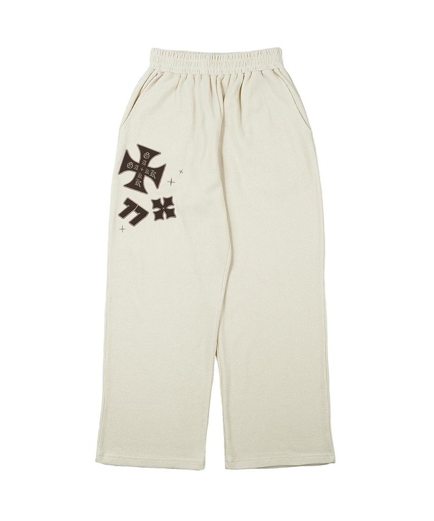 GAKKAI UNIONS Kasia Waffle Wide Pants Beige