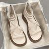 Women Sandals Summer Thick Soles Woven Versatile Back Zippered Casual Street Style