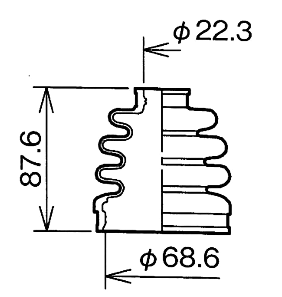 Tokushige BAC-KE02R Drive Shaft Boots 3.4 inches (87.6 mm), Large Diameter 2.7 inches (68.6