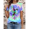 Summer Women's T Shirt Bird Print Casual Short Sleeve 3d T-Shirt Fashion Streetwear Crew Neck