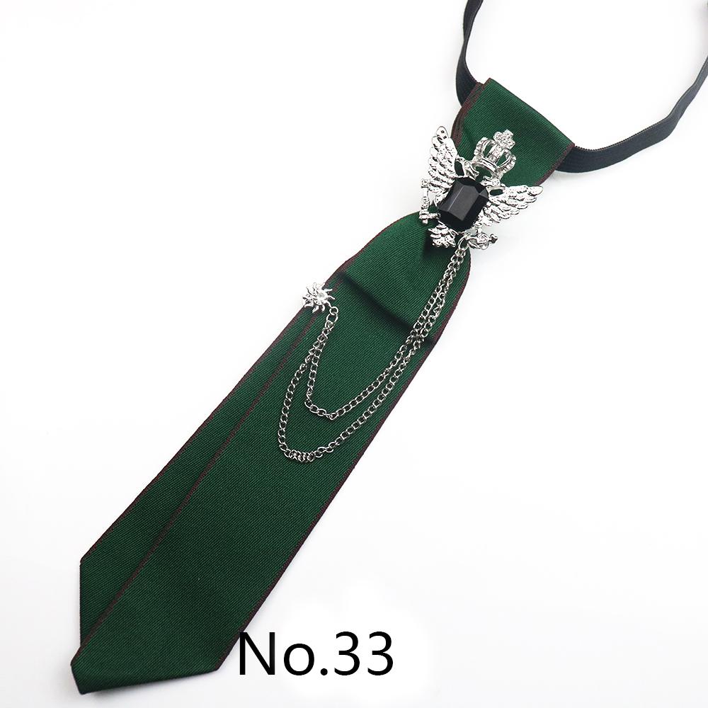 

New Luxury Ribbon Neckties Crystal Rhinestone Black Navy Ties For Men Women Brooch Lazy-ties School Uniform Collar Cravat