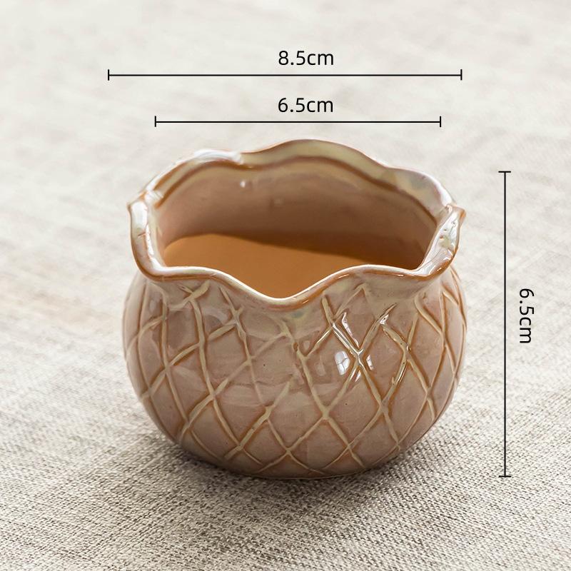 Creative Ceramic Flowerpot Petal-Rim / Lotus Shape Succulent Planter Desktop Ornament for Home Garden Decor