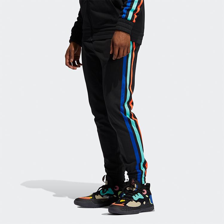 Adidas Harden Fleece Basketball Joggers with Eye-Catching 3-Stripes Men Bottoms Black GP8111