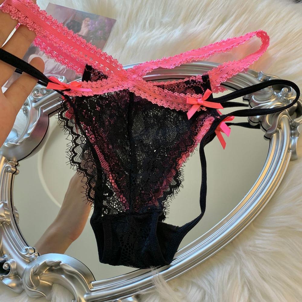 Transparent Lace Flower Panties Bow Women Underwear Sweet French Style Briefs Gifts