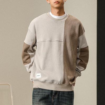 Men's Retro Heavyweight Knit Hoodie - American Style, Loose Fit, Plus Size, Round Neck for Autumn/Winter 2025