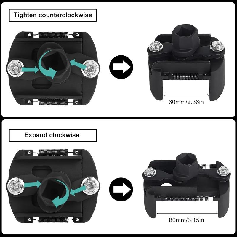 Adjustable Oil Filter Wrench Universal Car Remover Tool Two-Jaws 60-80mm Range Filter Disassembly Tool Maintenance Repair Tool