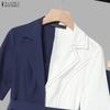 ZANZEA Women Patchwork Short Sleeve Blouse and Long Pants Casual Two Piece Suit Sets