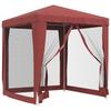 Party Tent with 4 Mesh Side Walls Red 2x2 M HDPE