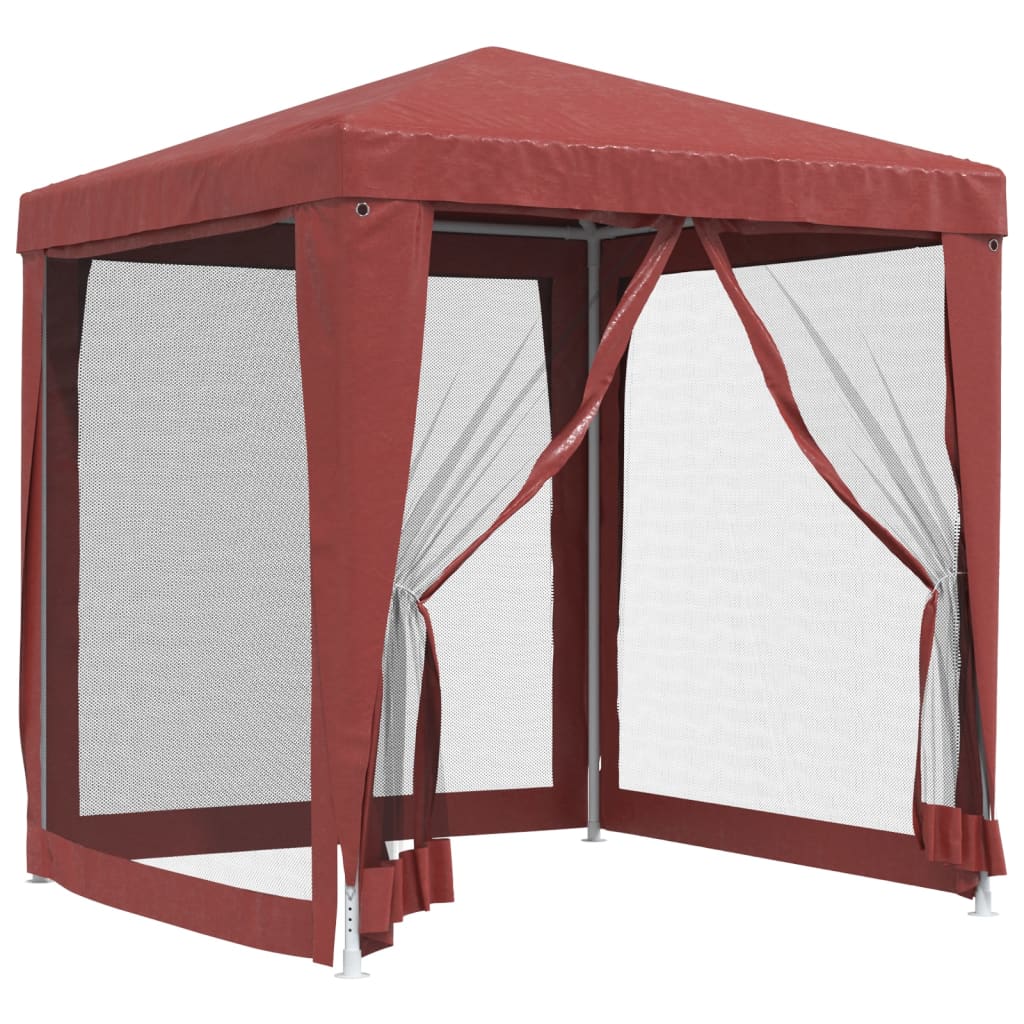 Party Tent with 4 Mesh Side Walls Red 2x2 M HDPE