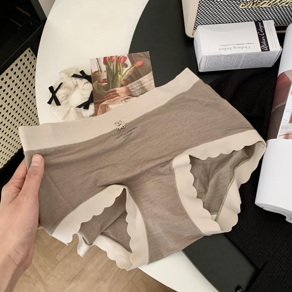 Culotte triangle unie pour femme Printemps Été Ours 10A Antibactérienne Anti-moisissure Entrejambe Ceinture à la taille