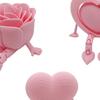 3 Pcs 3D Printed Valentine's Day Decoration Articulated Pink Heart Rose Figurine with Flexible Legs for Office Home Shelf Decor Lovers