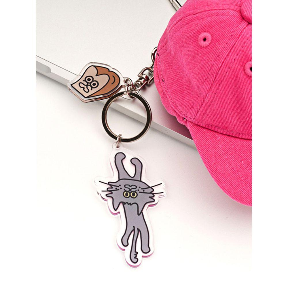 STUDIO SOCKSTOP OOSS Lazy Cat Character Acrylic Keychain Gray