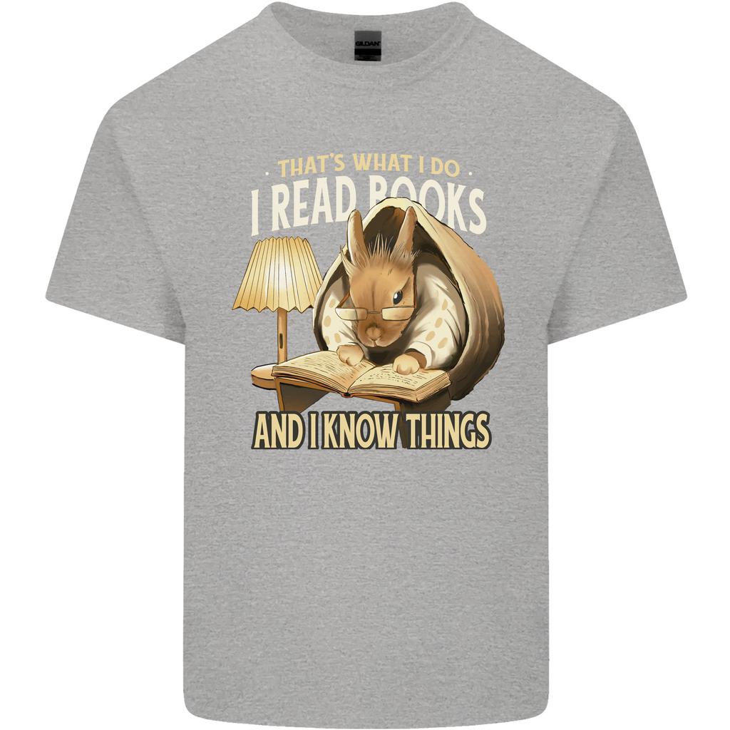 I Read Books Know Things Bookworm Rabbit Unisexs Light Cotton TShirt
