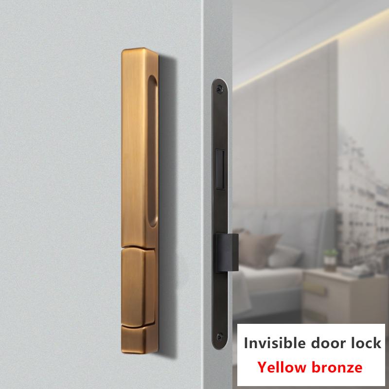 Single-Side Invisible Sizzle Lock Single-Side Lock For Interior Bedroom Background Door Secret Lock Hidden Black Door Handle