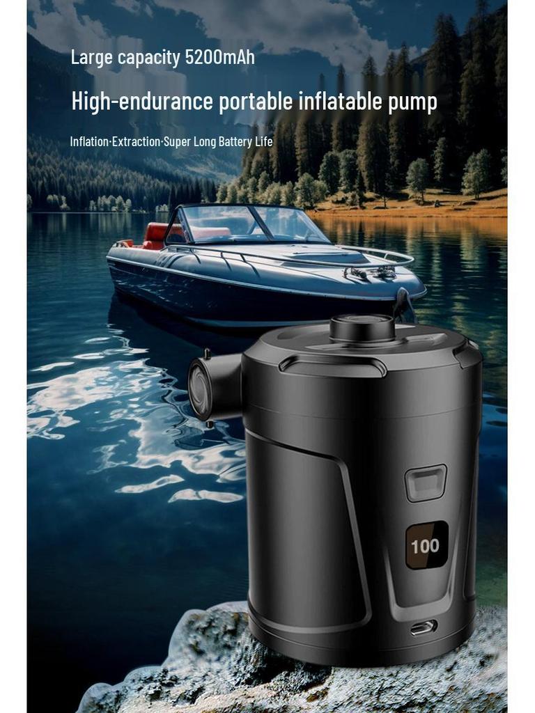 Portable 5200mAh USB Air Pump with Digital Display for Inflatable Mattresses and Rings