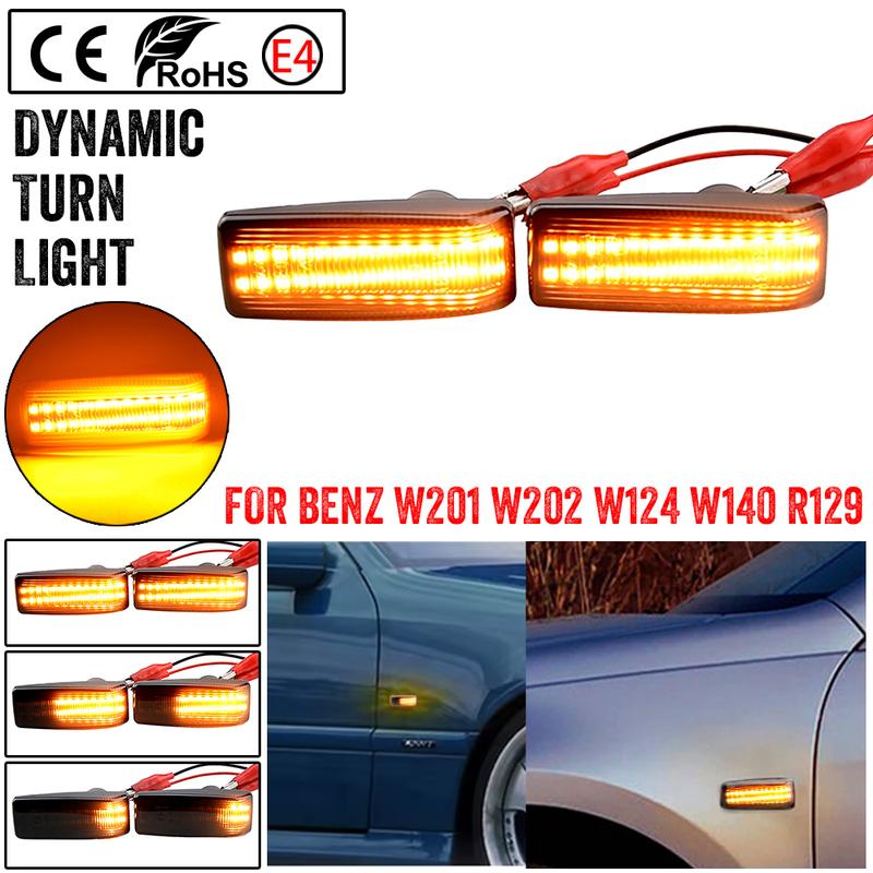 For Benz C E S SL CLASS W201 190 W202 W124 W140 R129 Dynamic LED Sequential Light Turn Signal Repeater Side Marker Lamp