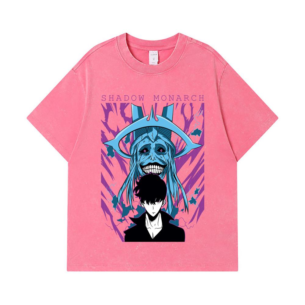 275 GSM Washed T-shirts 100% Cotton Solo Leveling V5 Print Unisex Heavy Cotton T Shirt