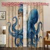 2D FLAT PRINTING 2pcs Curtains (Without Rod) Octopus and Lighthouse Art Chic Light Filtering Curtains Polyester Easy Install