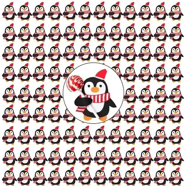 

100/25x Рождественские бумажные открытки с леденцами Санта-Клаус, пингвин, снеговик, упаковка для подарков, декор для новогодней вечеринки 25pcs